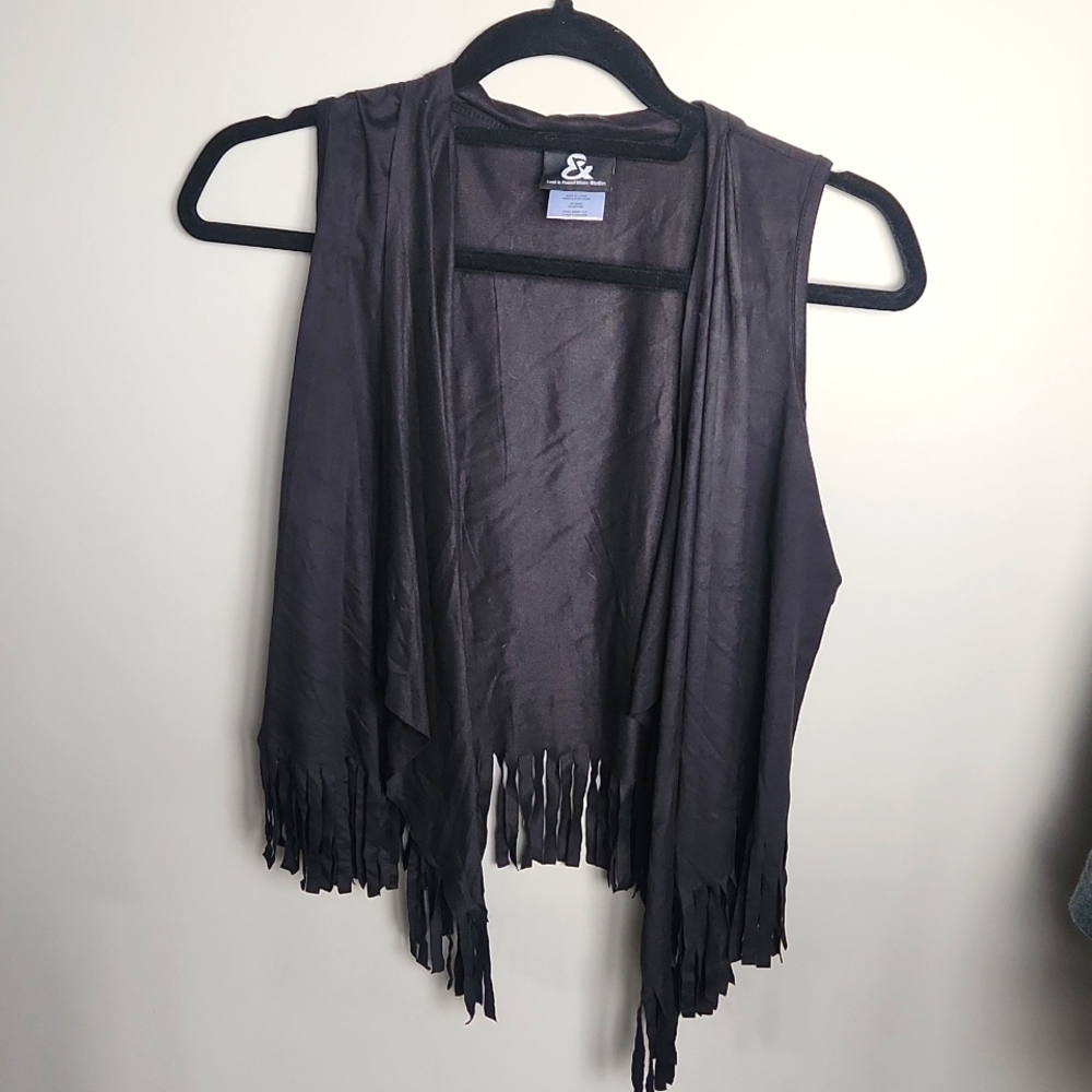 Fringed black Suede like vest
